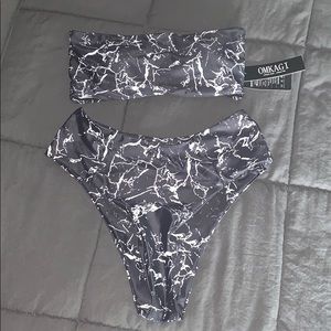 High waisted marble bathing suit